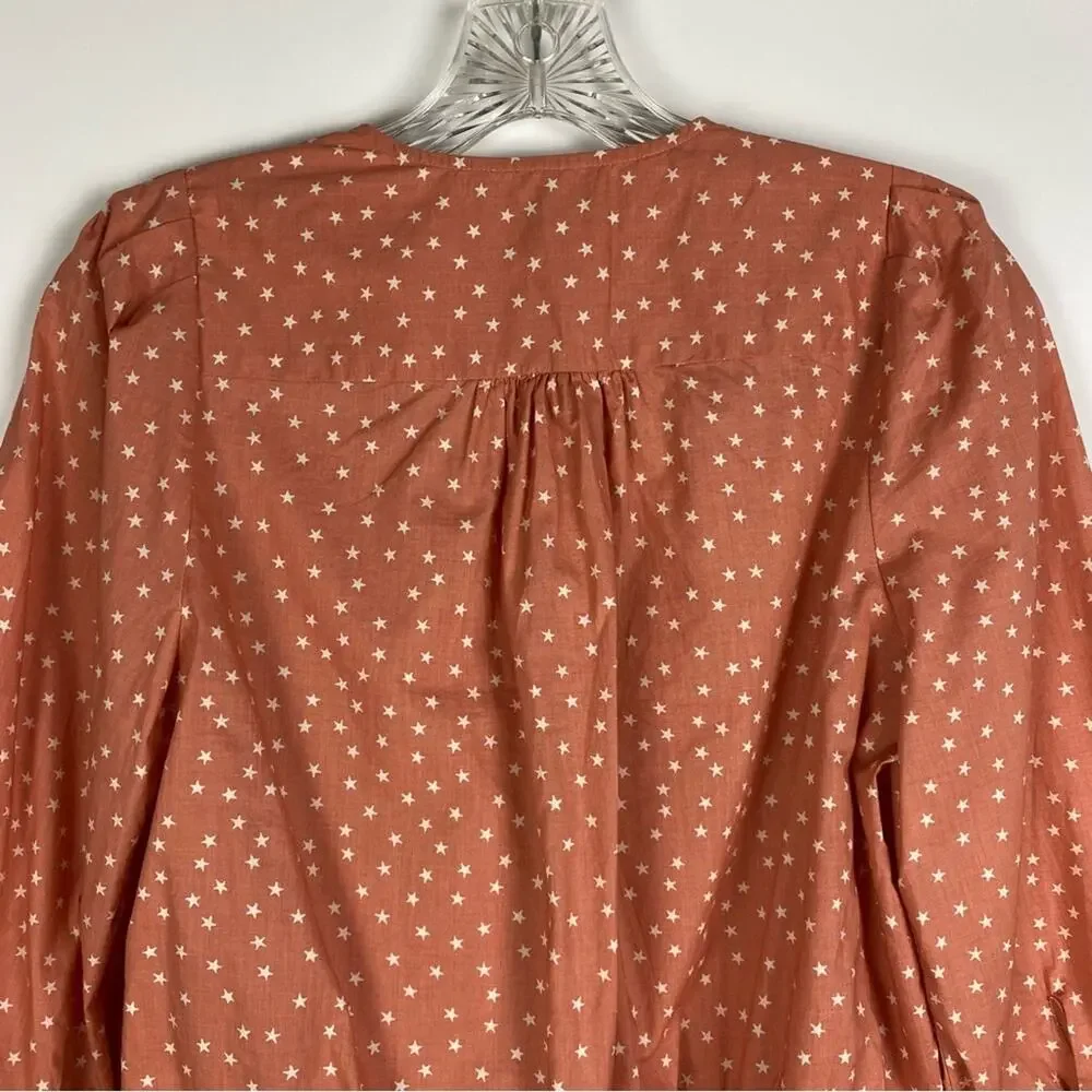 Madewell Star Scatter Wrap Top Coral Orange Womens Size Small